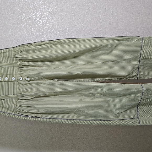 Free People Green Striped Wide-Leg Pants - Picture 1 of 10